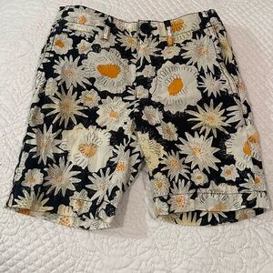 Boys Burberry Black and Orange Daisy Print Shorts